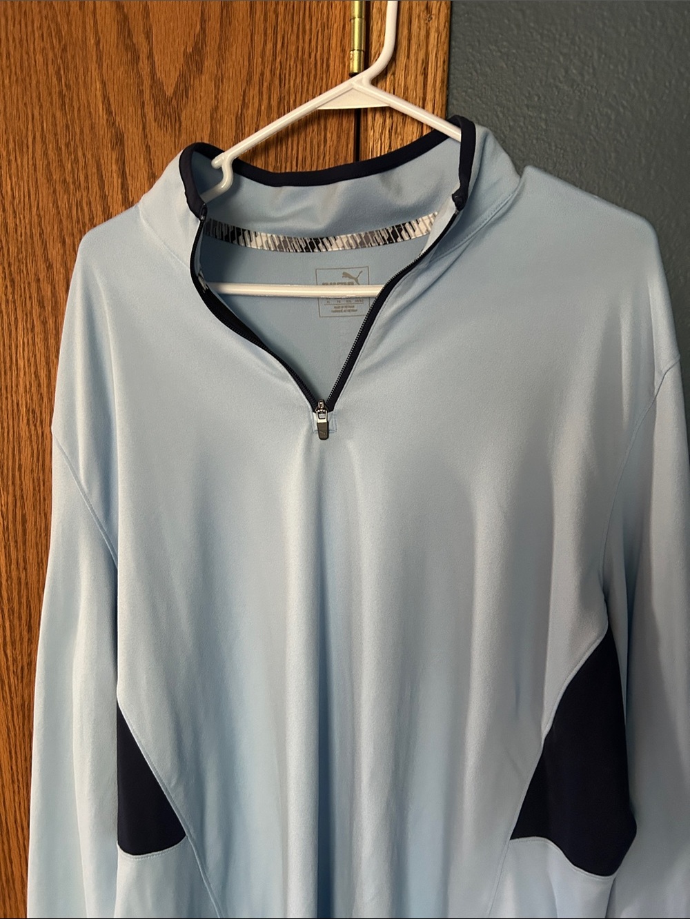 Puma Light Blue and Navy Quarter-Zip Men's Sweater